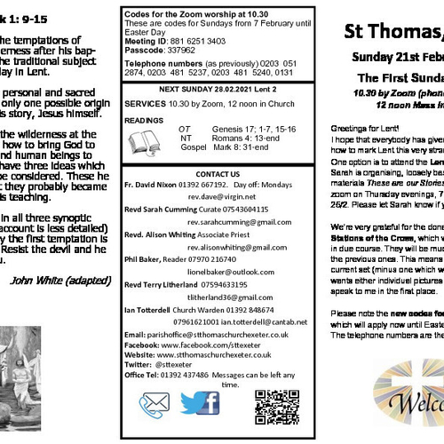 Pew Sheet | The Parish of St Thomas, Exeter