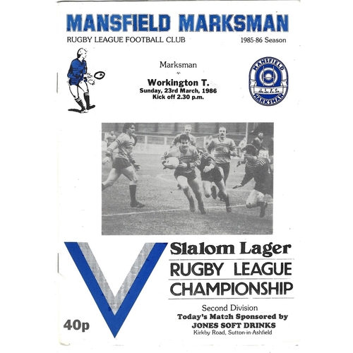 Mansfield Marksman Home Rugby League Programmes