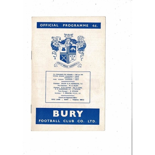 1962/63 Bury v Southampton Football Programme