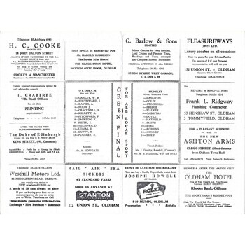 1958/59 Oldham v Hunslet Rugby League programme