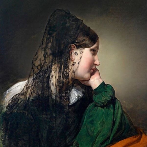 Girl in Profile with a Black Mantilla