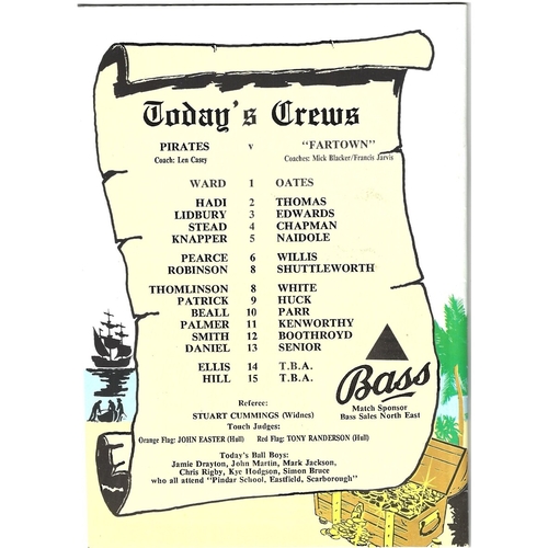 1991/92 Scarborough Pirates v Huddersfield Rugby League Programme