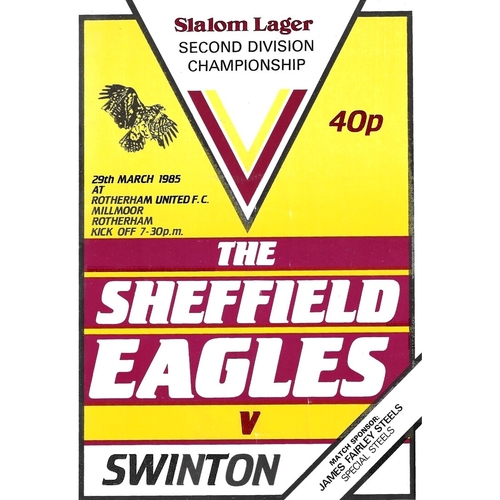 Sheffield Eagles Home Rugby League Programmes