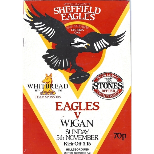 1989/90 Sheffield Eagles v Wigan Rugby League programme