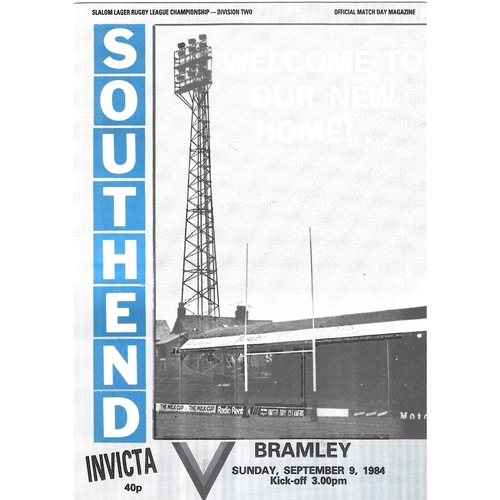 Southend Invicta Home Rugby League Programmes