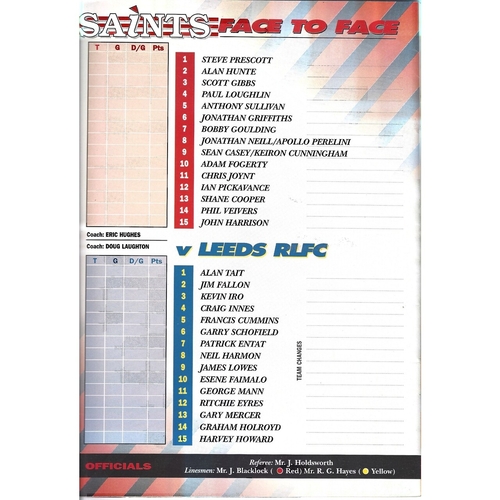 1994/95 St. Helens v Leeds Rugby League programme