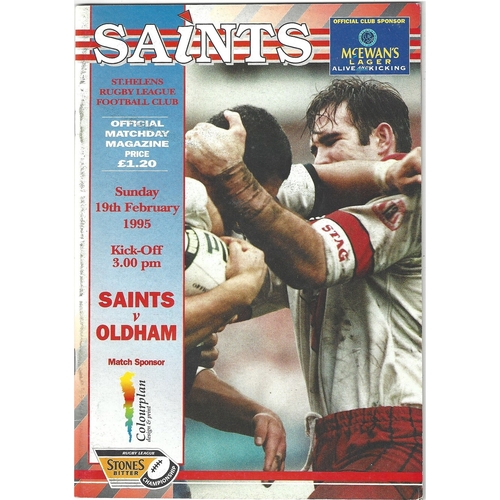 1994/95 St. Helens v Oldham Rugby League programme