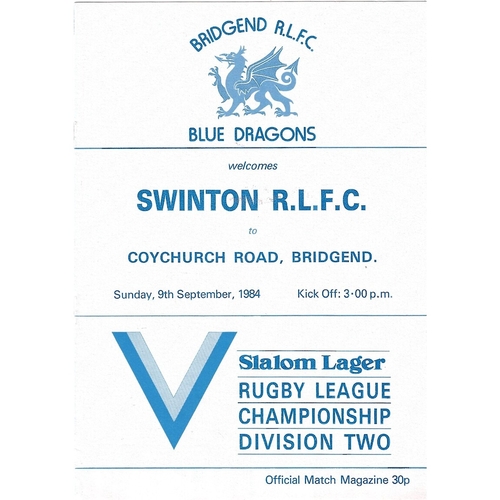 Bridgend Blue Dragons Home Rugby League Programmes