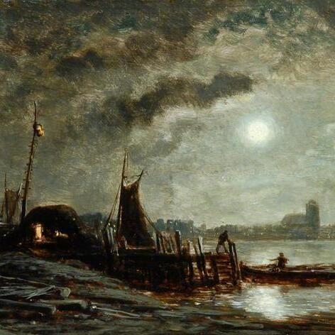 River Scene, Moonlight