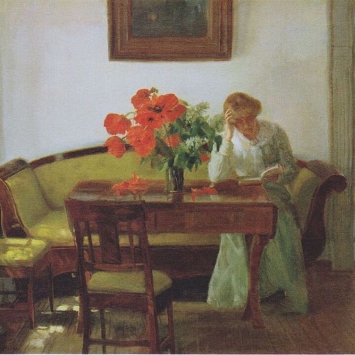 Interior with Red Poppies
