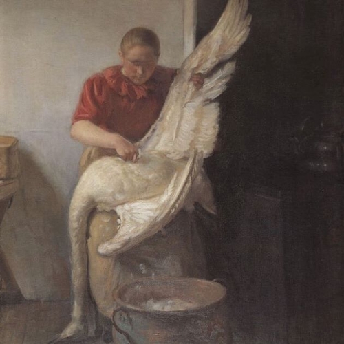 Young Girl Plucking a Swan