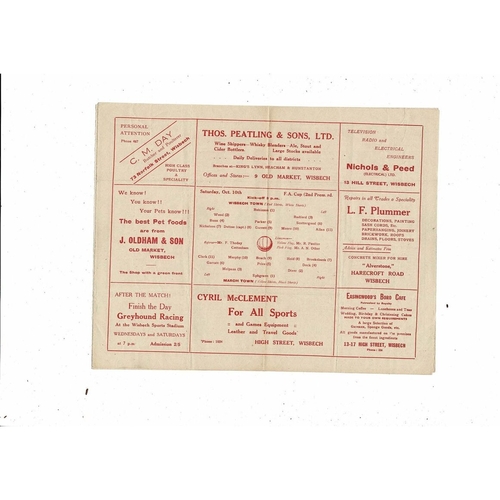 Wisbech Town v March Town FA Cup Football Programme 1953/54