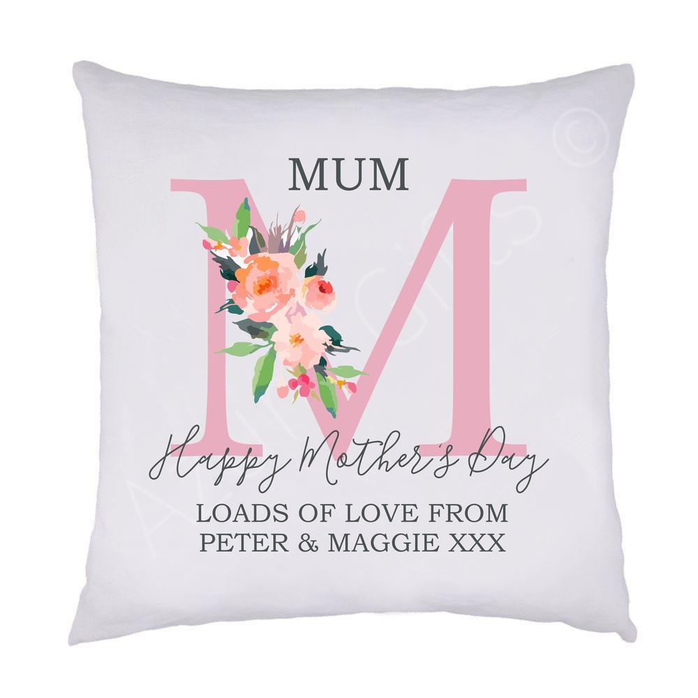 Personalised Mother's Day Cushion - Pink Flowers