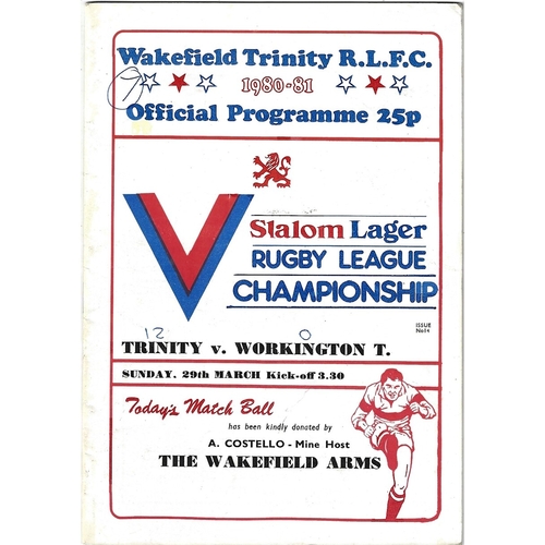 1980/81 Wakefield Trinity v Workington Town Rugby League programme