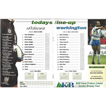 1994/95 Widnes v Workington Town Rugby League programme