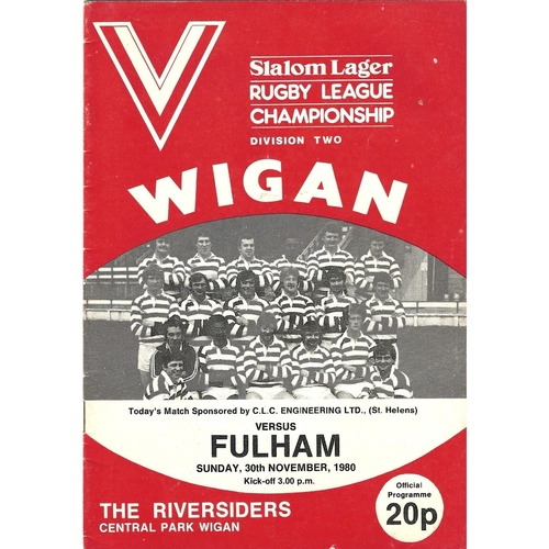 1980/81 Wigan v Fulham Rugby League programme