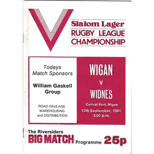 1981/82 Wigan v Widnes Rugby League programme