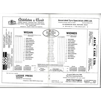 1981/82 Wigan v Widnes Rugby League programme