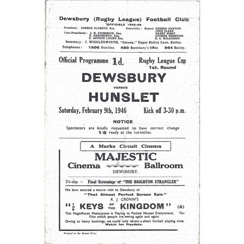 Dewsbury Home Rugby League Programmes