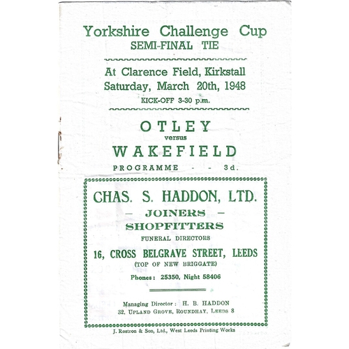 Yorkshire County Challenge Cup Semi Final Rugby League Programmes
