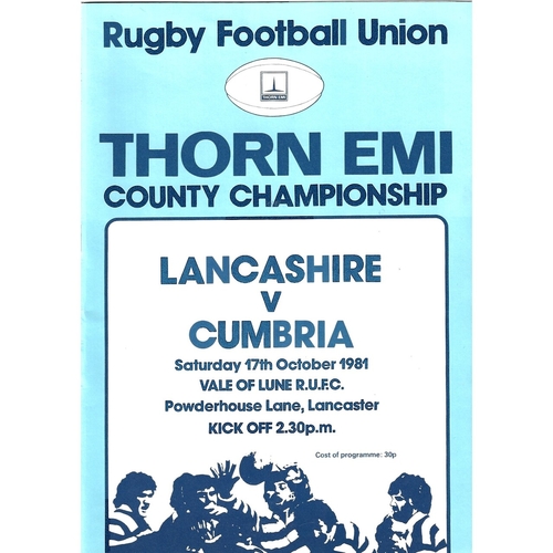1981/82 Lancashire v Cumbria County Championship Rugby Union programme