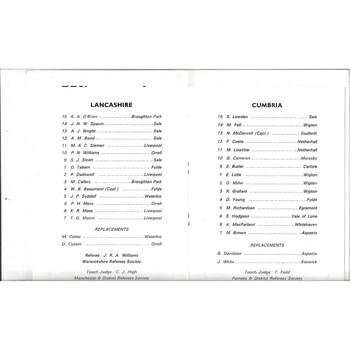 1981/82 Lancashire v Cumbria County Championship Rugby Union programme