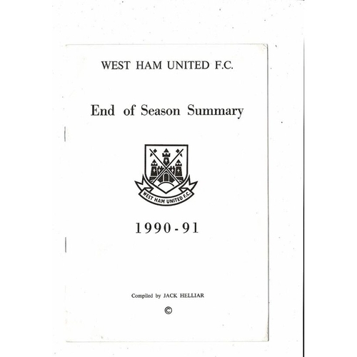 West Ham United End of Season Summary 1990/91
