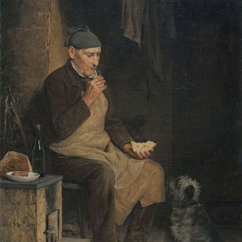 Old Man Eating Mid-Morning Snack