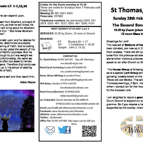 Pew Sheet | The Parish of St Thomas, Exeter