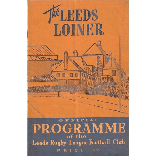 1958/59 Leeds v Hunslet Rugby League programme