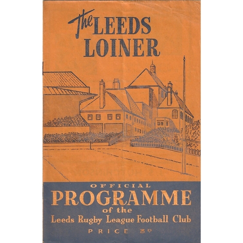 1958/59 Leeds v Workington Town Rugby League programme