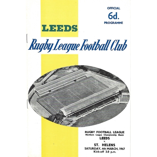 1966/67 Leeds v St. Helens Rugby League programme