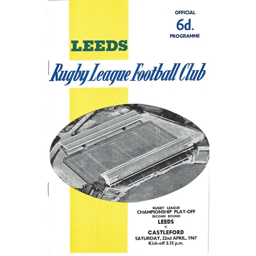 1966/67 Leeds v Castleford Championship Play-Off 2nd Round Rugby League programme