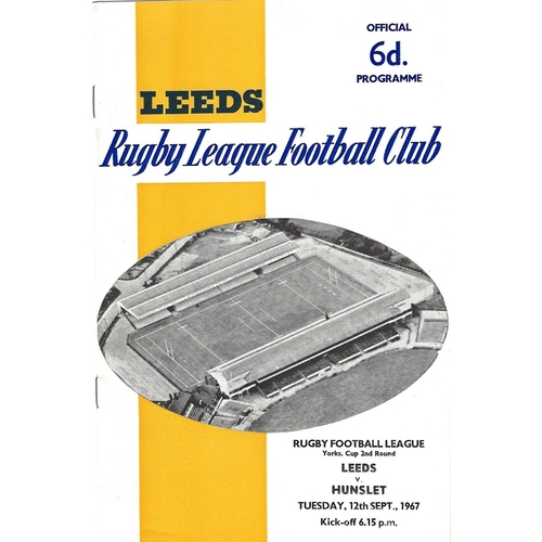 1967/68 Leeds v Hunslet (12/09/1967) Yorkshire Cup, 2nd Round Rugby League programme