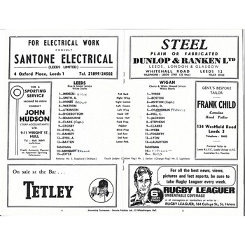 1967/68 Leeds v Wigan (24/04/1968) Championship Play-Off Rugby League programme