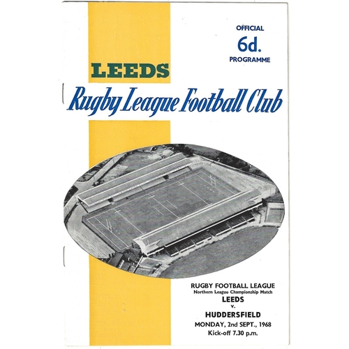 1968/69 Leeds v Huddersfield (02/09/1968) Rugby League Programme