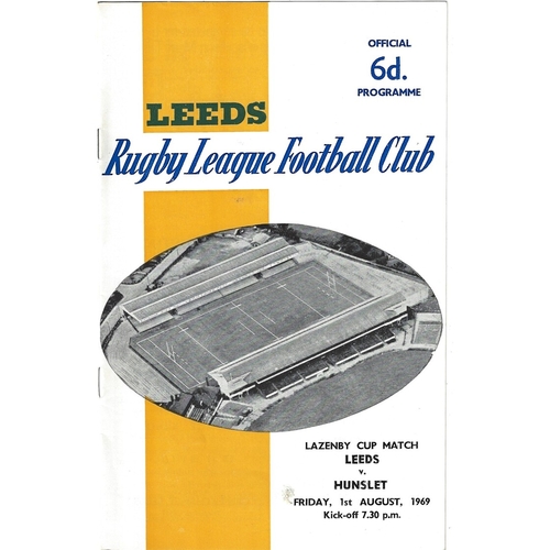 1969/70 Leeds v Hunslet Lazenby Cup Rugby League programme