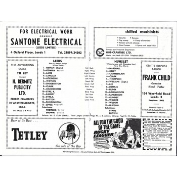 1969/70 Leeds v Hunslet Lazenby Cup Rugby League programme