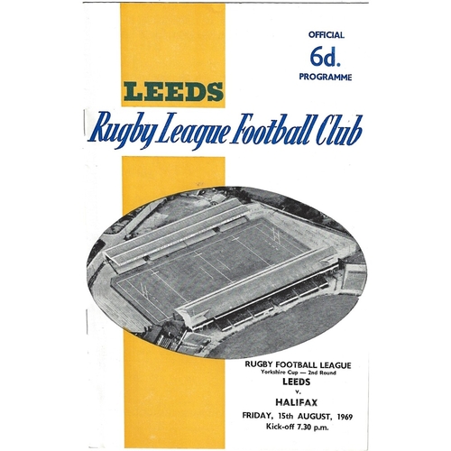 1969/70 Leeds v Halifax Yorkshire Cup 2nd Round Rugby League programme