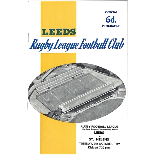 1969/70 Leeds v St. Helens Rugby League programme