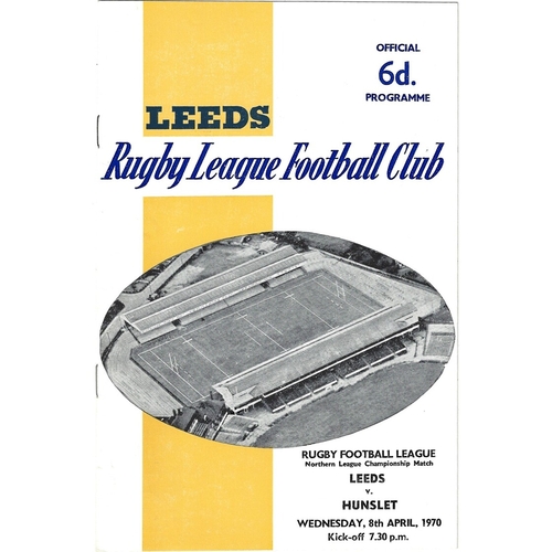 1969/70 Leeds v Hunslet Rugby League programme