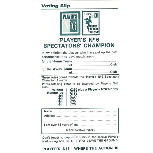 1969/70 Leeds v Hunslet Rugby League programme