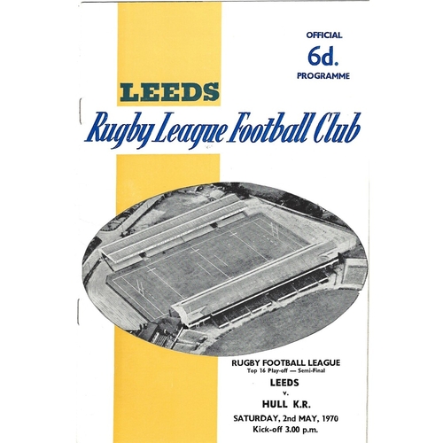 1969/70 Leeds v Hull Kingston Rovers Top 16 Play-Off Semi Final Rugby League programme