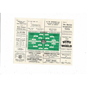 1957/58 Barrow v Halifax Town Football Programme