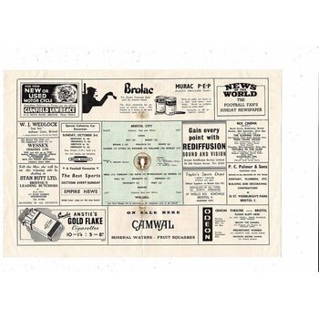 1954/55 Bristol City v Walsall Football Programme
