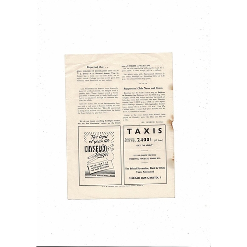 1954/55 Bristol City v Walsall Football Programme