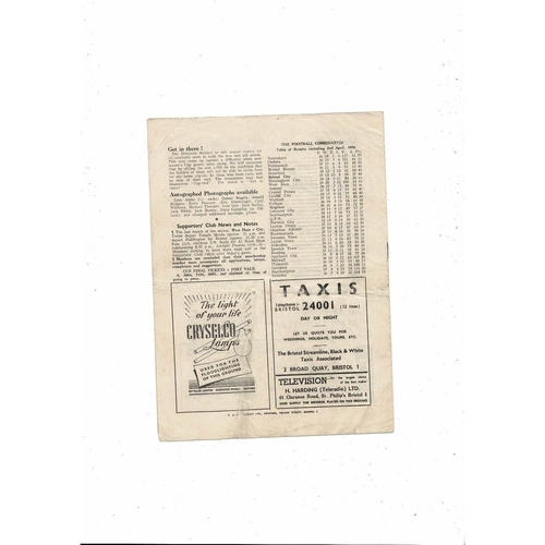 1955/56 Bristol City v Doncaster Rovers Football Programme