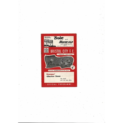1957/58 Bristol City v Blackburn Rovers Football Programme