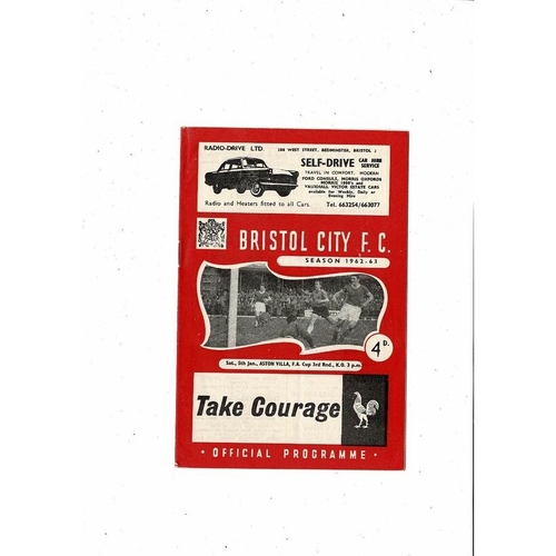 1962/63 Bristol City v Aston Villa FA Cup Football Programme