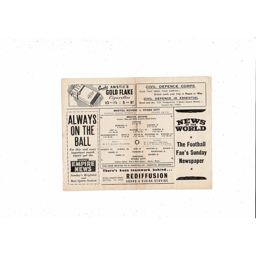 1955/56 Bristol Rovers v Stoke City Football Programme